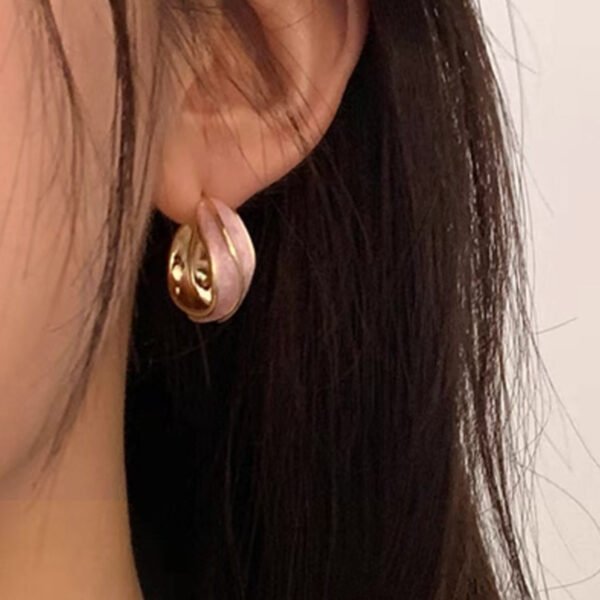 boucles d’oreilles  Rétro goutte à goutte émaillée ronde Simple sauvage pour femmes – Image 3