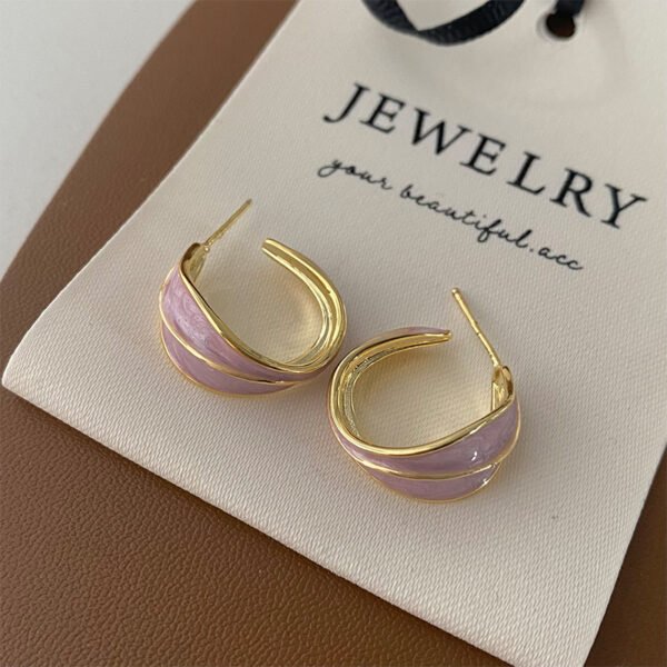 boucles d’oreilles  Rétro goutte à goutte émaillée ronde Simple sauvage pour femmes – Image 2