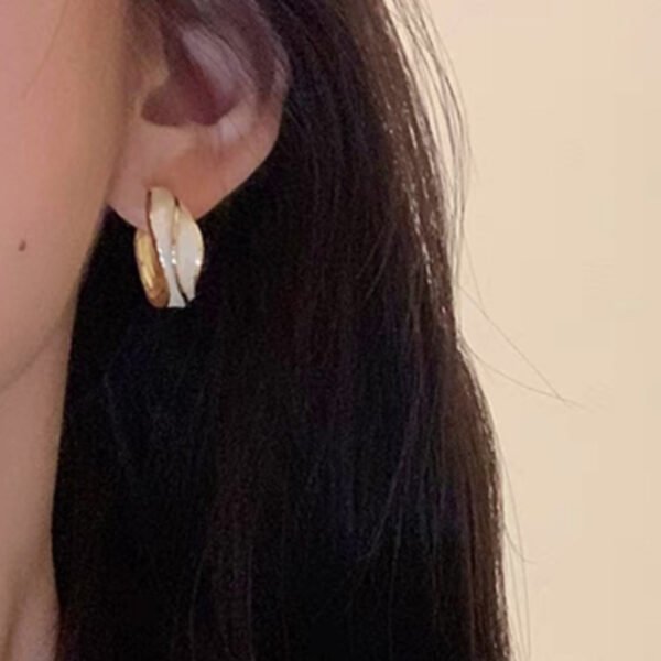 boucles d’oreilles  Rétro goutte à goutte émaillée ronde Simple sauvage pour femmes – Image 6