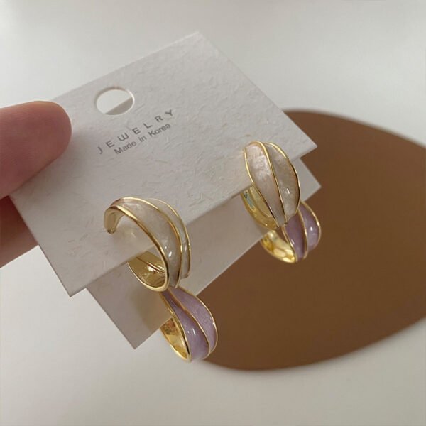 boucles d’oreilles  Rétro goutte à goutte émaillée ronde Simple sauvage pour femmes