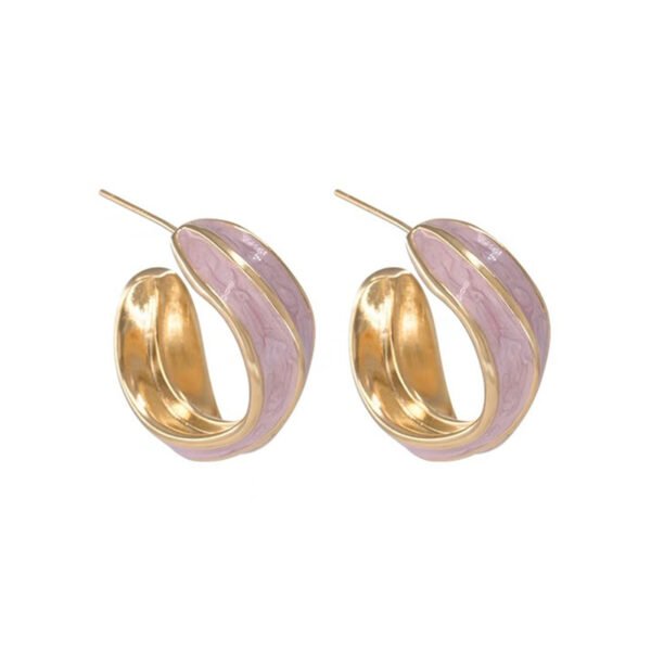 boucles d’oreilles  Rétro goutte à goutte émaillée ronde Simple sauvage pour femmes – Image 4