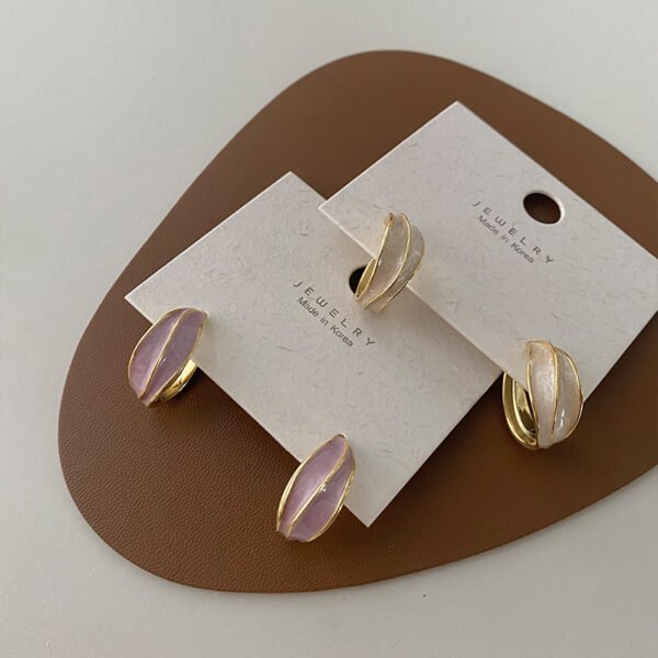 boucles d’oreilles  Rétro goutte à goutte émaillée ronde Simple sauvage pour femmes – Image 5