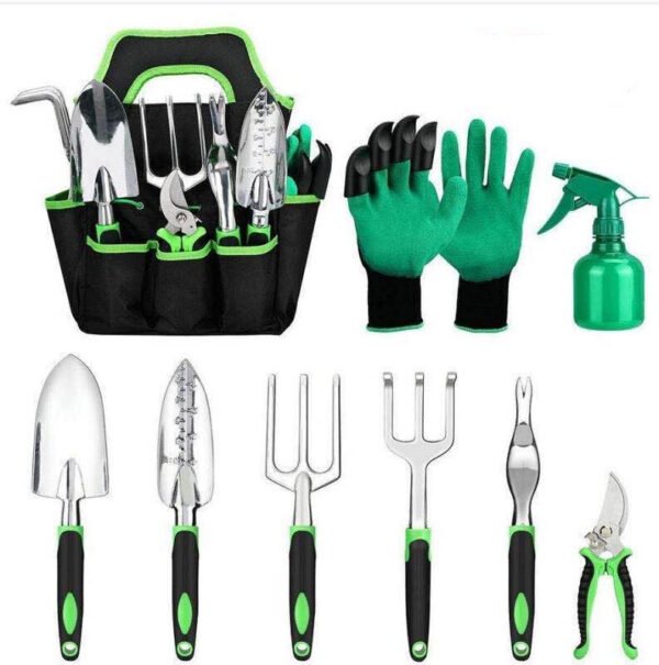 Ensemble de Fournitures de Jardin 9-pièce En Alliage D'aluminium , en Silicone Deux-couleur