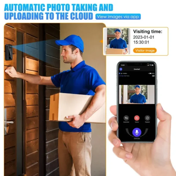 Sonnette vidéo Tuya avec caméra sans fil, Wi-Fi, HD, interphone vidéo de sécurité IR, téléphone extérieur, sonnette de porte – Image 2
